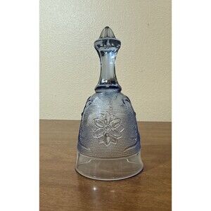 Tiara Glass Sandwich Bell Blue Decorative Floral Design Indiana Glass - 6”